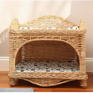 双层猫窝四季通用可拆洗别墅夏季藤编猫屋封闭式猫房子小狗窝